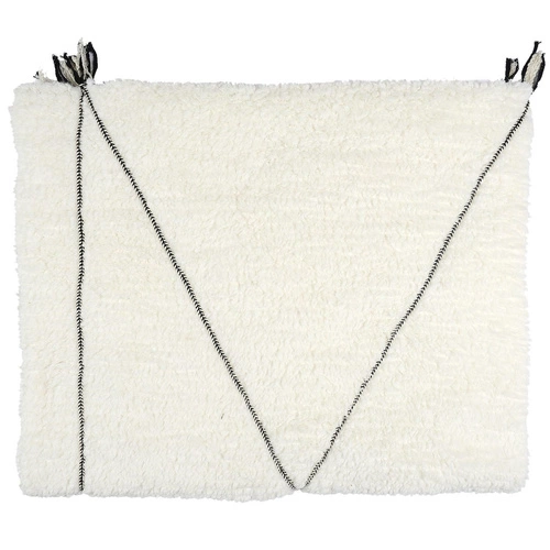 Intesi Sherpa silná deka na pohovku bílá s černým vzorem hřejivý pléd 130x160