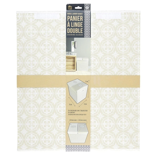 Intesi moderní skládací koš na prádlo se 2 přihrádkami s víkem šedý do koupelny 50x41x57