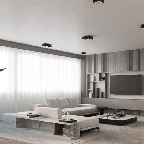 Černý čtvercový stropní svítidlo MONO 1 moderní kovové do kuchyně, obýváku a ložnice Sollux