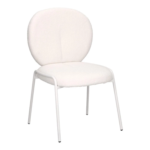 Čalouněná židle Bianco boucle bílá do jídelny a obýváku moderní skandinávský styl Intesi
