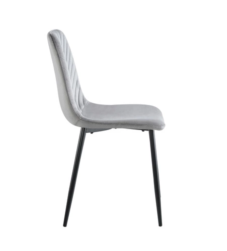 Čalouněná jídelní židle Herman Velvet šedá moderní s černými nohami Intesi