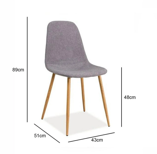 Čalouněná jídelní židle Trip šedá moderní skandinávský design dubové nohy Intesi