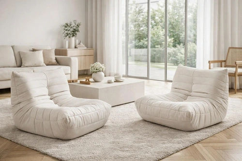 Relaxační křeslo Gufi sametové bílé do obýváku moderní