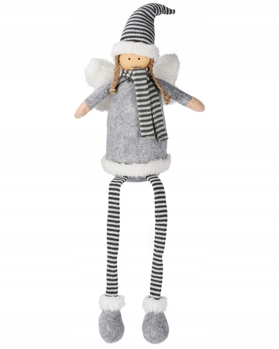 Figurka anděla se zavěšenýma nohama šedá