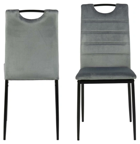 Actona Dia šedá sametová jídelní židle moderní na černých nohách