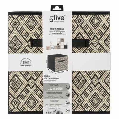 Úložný box do regálu 31x31 Etnický 5five simply smart s úchytem, moderní, béžovo-černý