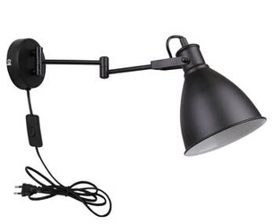 Moderní nástěnné svítidlo Espera černý kov s vypínačem do ložnice a obýváku 45,6 cm