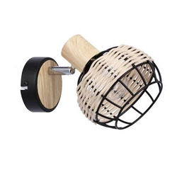Nástěnná lampa Taiga černá+dřevo 1x40W E14 stínidlo černá+dřevo
