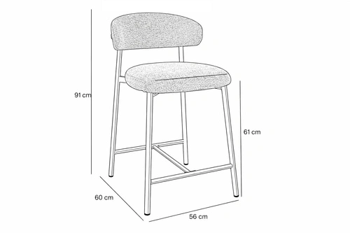 Barová židle Pasco Slim světlé šedá čalouněná s opěrkou do kuchyně