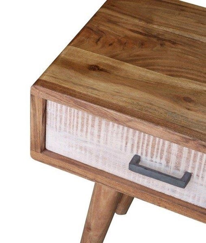 Noční stolek dřevěný 45 cm se zásuvkou skandinávský akácie hnědý Intesi