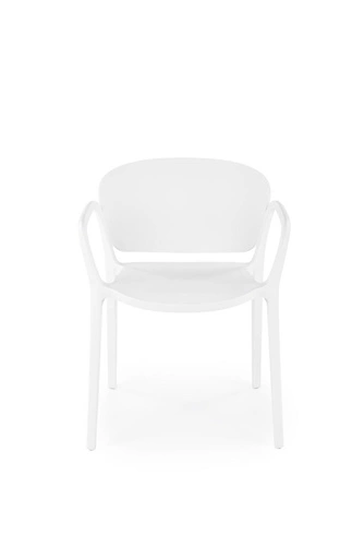 Bílá jídelní a zahradní židle Nadine z plastu, moderní, stohovatelná s područkami
