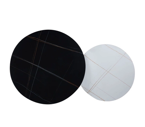 Sada 2 kulatých mramorových konferenčních stolků Tifa do obýváku moderní loft 80 a 60 cm