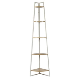 Rohová knihovna do obýváku Corner 180 cm bílá loftová s 5 policemi Intesi