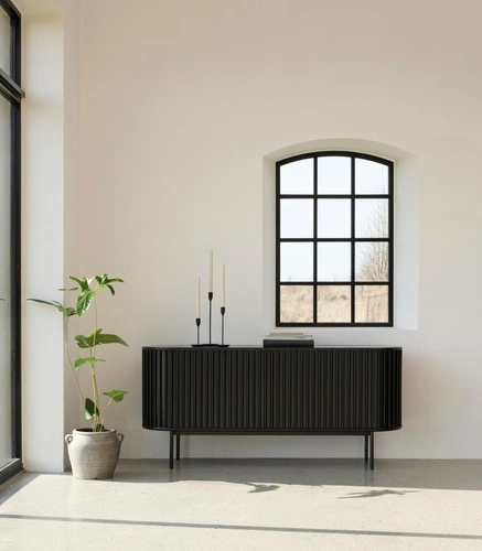 Komoda Siena černá rýhovaná 160 cm moderní komoda do obýváku