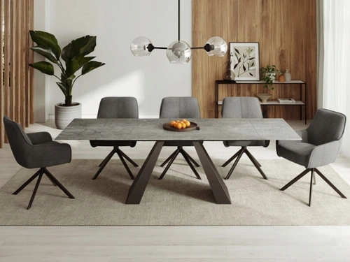 Otočné čalouněné jídelní křeslo Totti tmavě šedé s černou podnoží