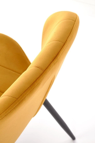Čalouněná sametová židle Griviza Intesi hořčicová moderní do jídelny a obývacího pokoje