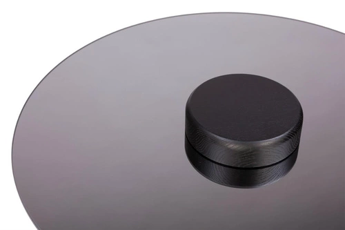 Kulatý konferenční stolek TYK 630 se zrcadlovou deskou, černý dub, moderní do obýváku NORDIFRA