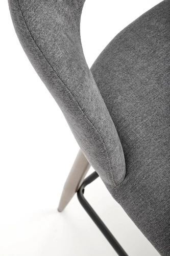 Čalouněný barový stolička s opěrkou Ruffy 65 cm šedá do kuchyně a k ostrůvku moderní ořech Intesi