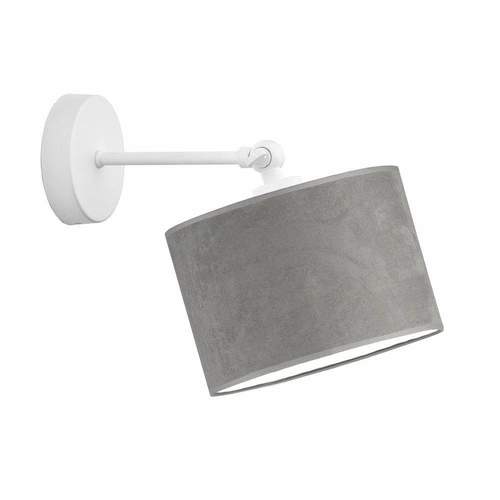 Nástěnné svítidlo glamour TETE LYSNE šedé s velurovým stínidlem, nastavitelné do ložnice a obýváku