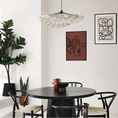 Závěsné svítidlo Caly 75 cm boho černo-přírodní nad stůl do obýváku a jídelny Atmosphera