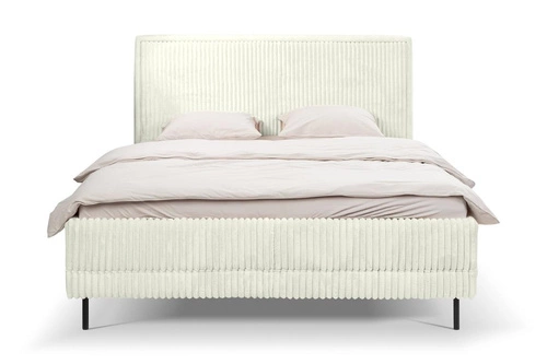 Čalouněná postel Foggy 140x200 béžová s úložným prostorem skandinávská do ložnice