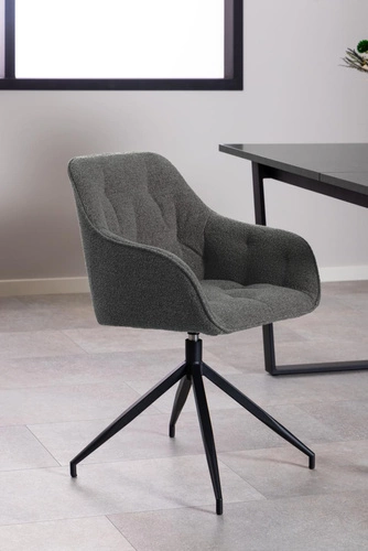 Otočná čalouněná židle Brooke do jídelny a obýváku, antracitová, moderní s područkami