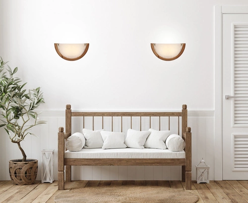 Stropní svítidlo Herba dub bílý sklo klasické do obýváku a ložnice E27 30 cm