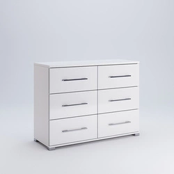 Komoda Flory bílý lesk 108 cm moderní se zásuvkami do obýváku a ložnice