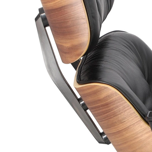 Odpočinkové křeslo do obýváku Vip Lounge Chair kožené černé s podnožkou moderní