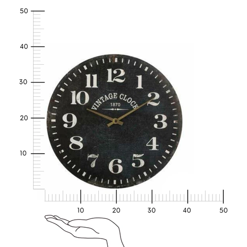 Retro nástěnné hodiny Alex 38 cm černé tiché do obýváku a ložnice Atmosphera