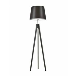 Stojací dřevěná lampa na trojnožce Aruba hnědá s textilním stínidlem do obýváku a ložnice LYSNE