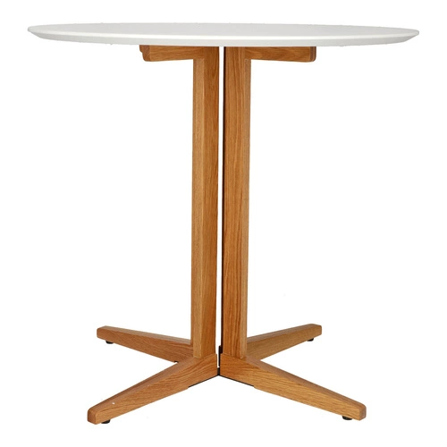 Kulatý jídelní stůl Mauro 80 cm bílá deska přírodní dub moderní do jídelny a obýváku