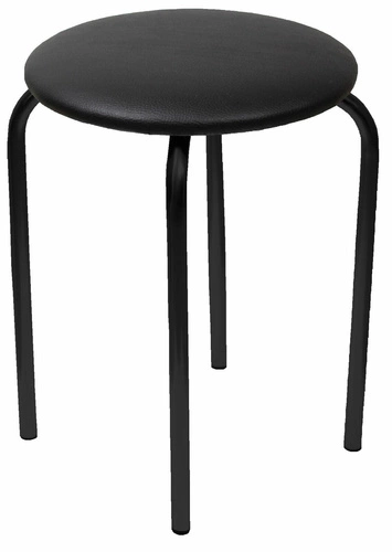 Nízká černá loftová stolička Francis VIC z ekokůže a kovu k toaletnímu stolku do obýváku