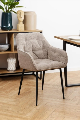 Čalouněná jídelní židle Brooke béžová s područkami moderní do jídelny a obýváku Actona