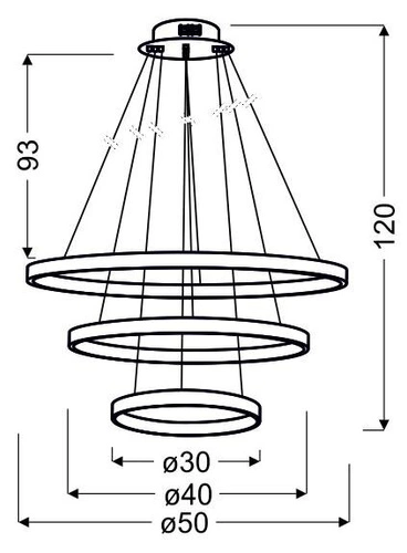 Lune 50 kulatá trojitá 60W LED 4000K chromovaná závěsná lampa