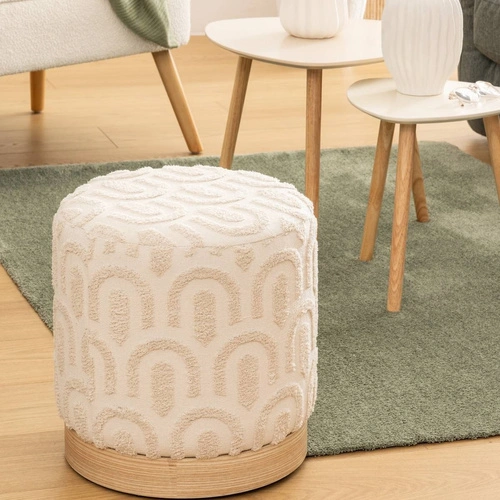 Bílý prošívaný puf Copas do obývacího pokoje a předsíně 38 cm