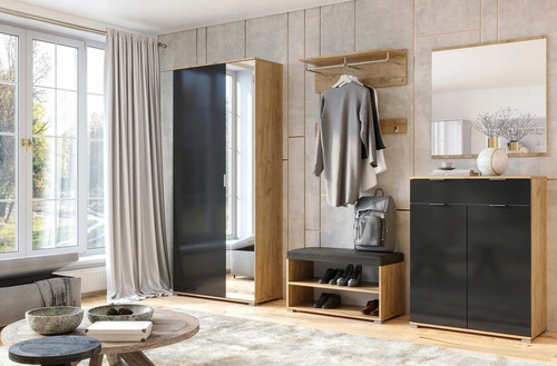 Šatní skříň Lana s policemi a tyčí 80 cm skandinávská do ložnice a předsíně