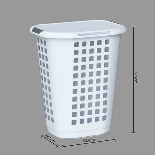 Bílý koupelnový koš na prádlo s víkem a vzdušným designem 63 l Hugger 5five simply smart