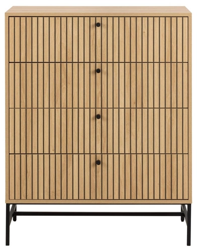 Komoda Albany 4 zásuvky drásaný dub přírodní moderní na nožkách do obýváku 80 cm