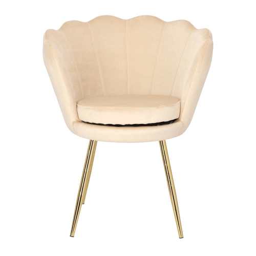 Čalouněná sametová židle Florencja Intesi béžová glamour s područkami do jídelny