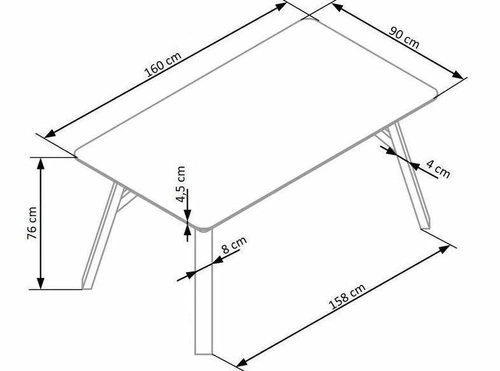 Jídelní stůl loftový Faxil 160x90 šedý beton s černými nohami moderní Intesi