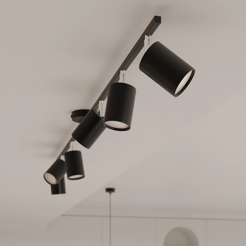 Moderní lustr LEMMI 6 černý kovový do obýváku a jídelny svítí dolů SOLLUX