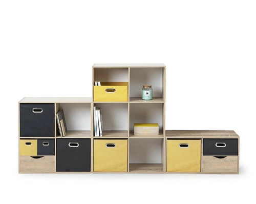 Modulární knihovna Kali přírodní moderní do obýváku a kanceláře 67,5 cm 2 police