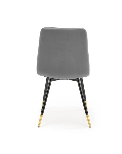 Čalouněná sametová jídelní židle Amelie šedá moderní glamour na černých nohách