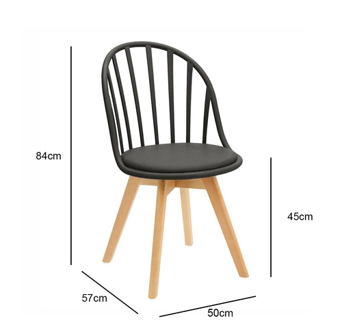 Jídelní židle Sirena Intesi černá plast a dřevo snadno čistitelná skandinávský styl