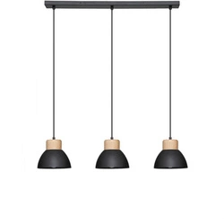 Závěsné svítidlo Desy industriální černé a dřevěné, nastavitelné nad stůl nebo do obýváku Atmosphera
