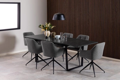 Otočná čalouněná židle Brooke do jídelny a obýváku, antracitová, moderní s područkami