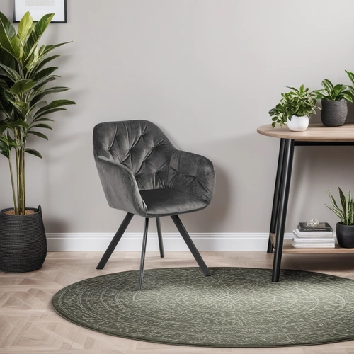 Šedá sametová jídelní židle s područkami Lola VIC Actona ve stylu glamour