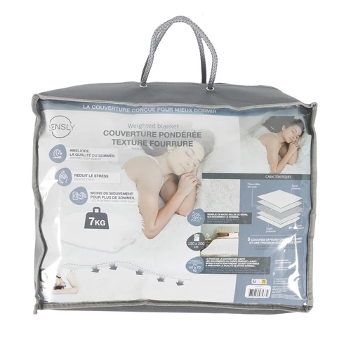 Zátěžová deka Furry 150x200 cm bílá, hebká a teplá na postel do ložnice