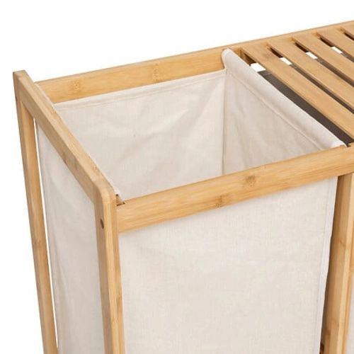 Bambusová koupelnová komoda Tidy Box 5five simply smart s košem na prádlo a zásuvkami